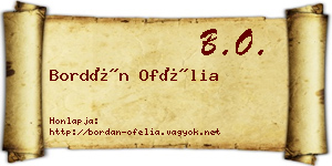 Bordán Ofélia névjegykártya